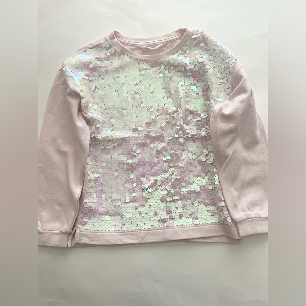 H&M Light Pink Sequin Kids Sweatshirt